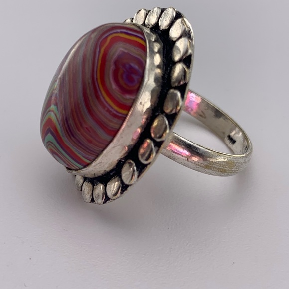 Rainbow Cal-silica Sterling Silver Ring - Picture 6 of 12